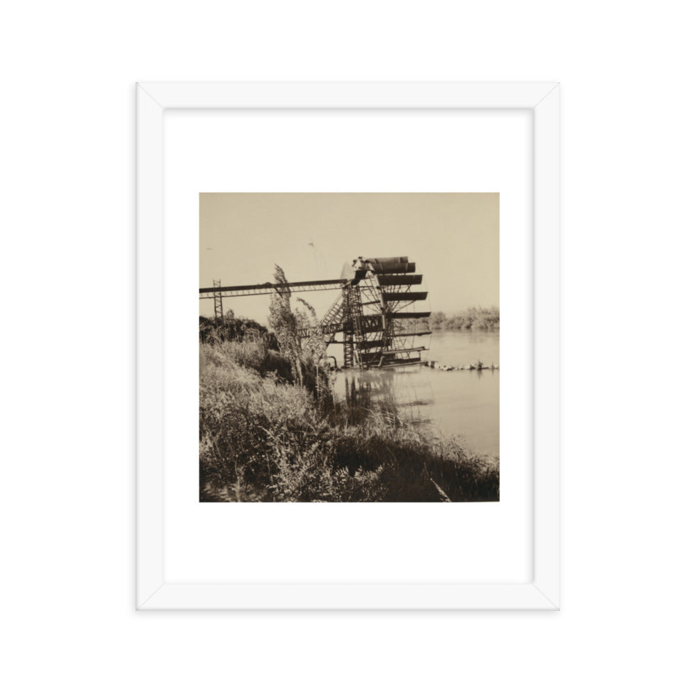 1938 Khabur River Waterwheel in Al-Hassake Framed Vintage Photo