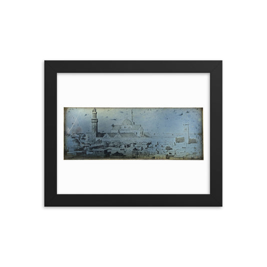 1842 Oldest Damascus and Umayyad Mosque Panorama Framed Vintage Photo