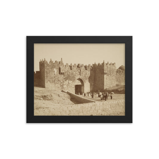 1867-70 Damascus Gate in Jerusalem Palestine Framed Vintage Photo