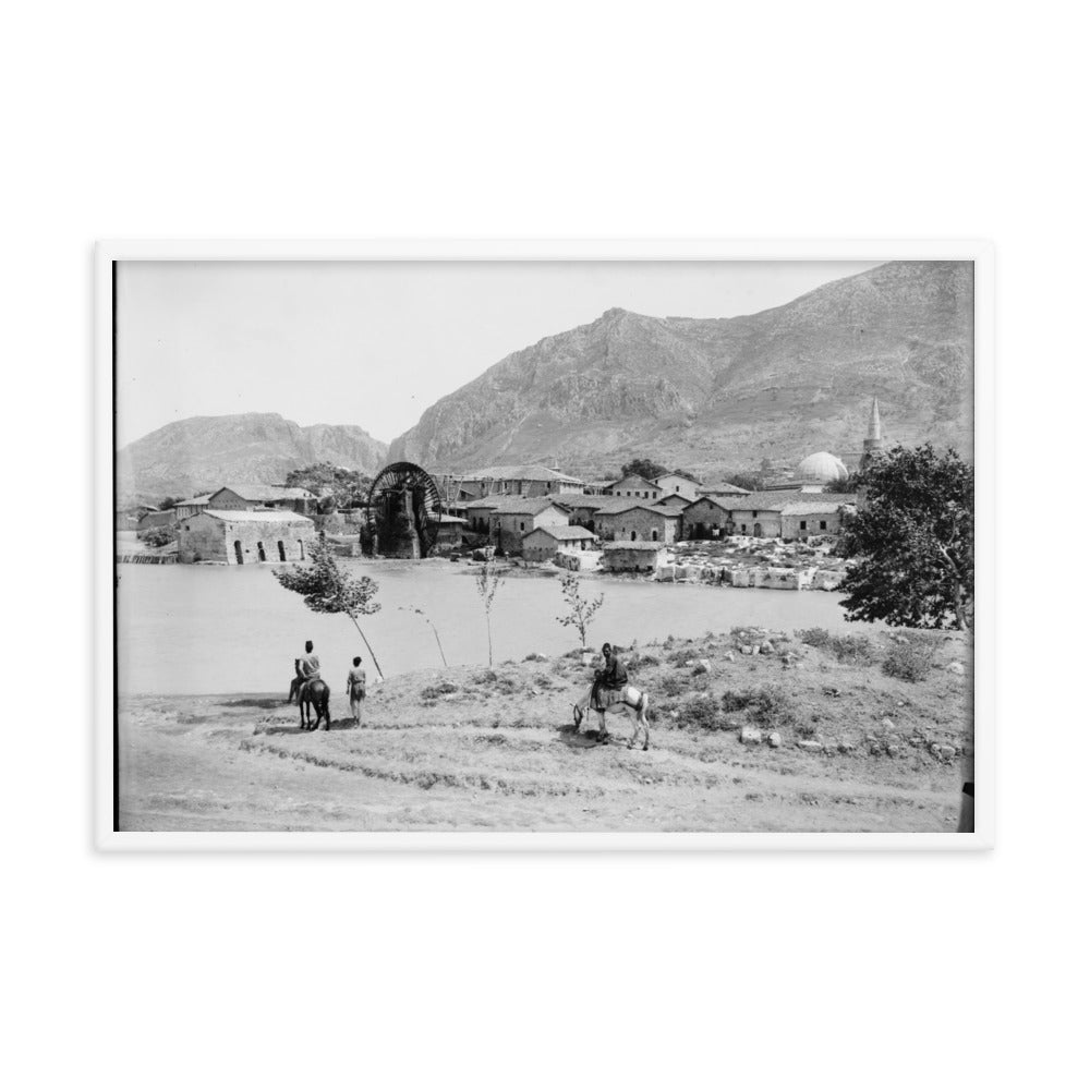 1898-1930 Antakya Waterwheel on the Orontes Framed Vintage Photo