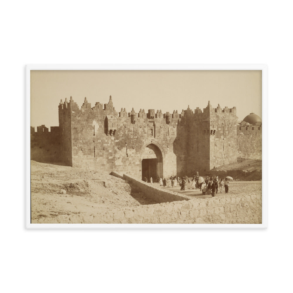 1867-70 Damascus Gate in Jerusalem Palestine Framed Vintage Photo