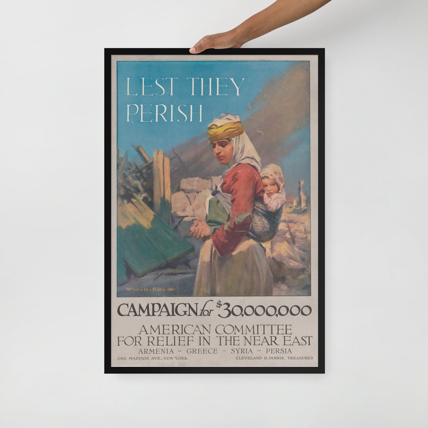 1917 'Lest They Perish' Armenian Humanitarian Aid Framed Vintage Poster