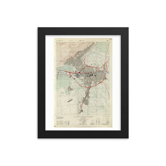 1958 Detailed Map of Damascus Framed Reprint