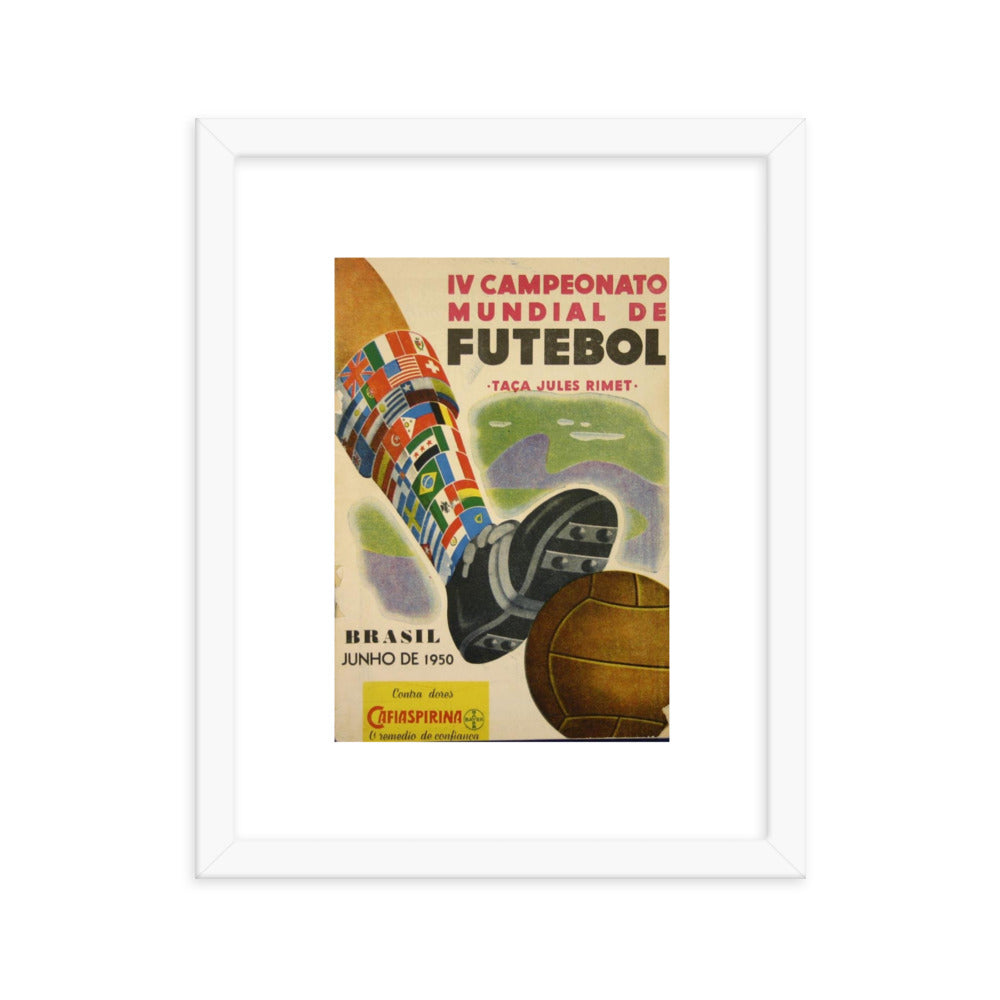 1950 Brazil World Cup Framed Vintage Poster