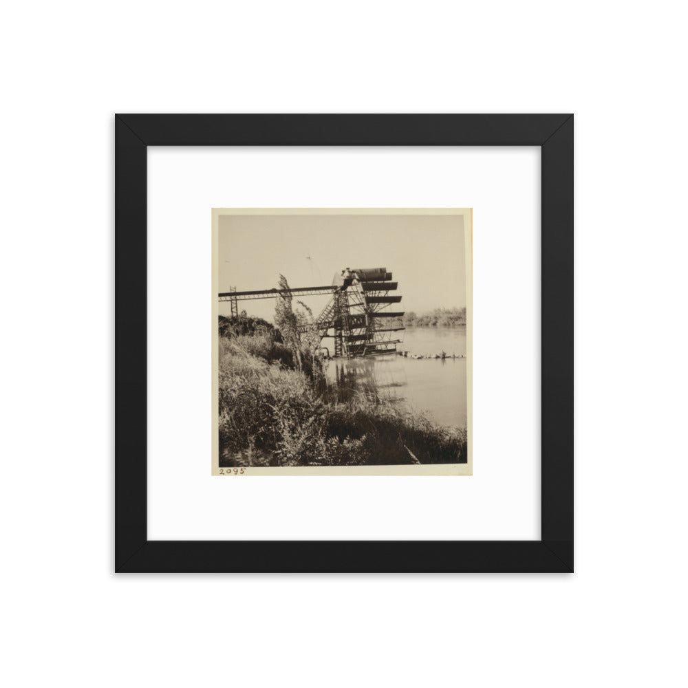 1938 Khabur River Waterwheel in Al-Hassake Framed Vintage Photo