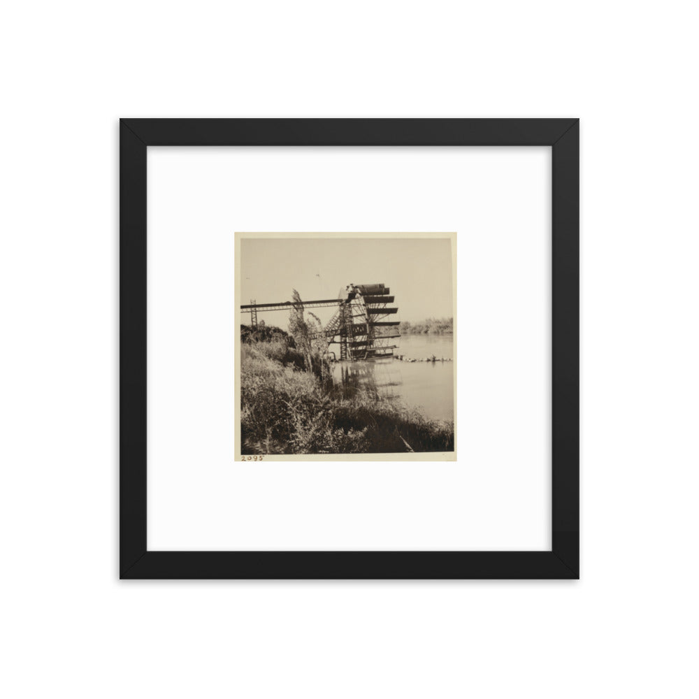 1938 Khabur River Waterwheel in Al-Hassake Framed Vintage Photo