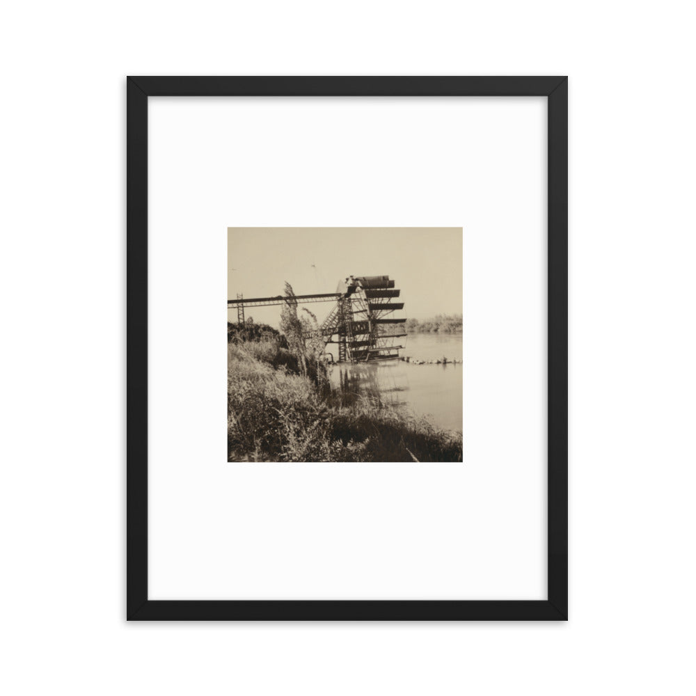 1938 Khabur River Waterwheel in Al-Hassake Framed Vintage Photo