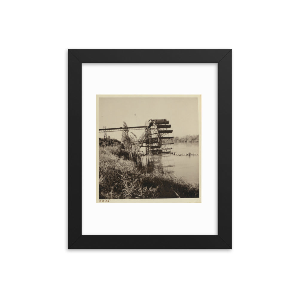 1938 Khabur River Waterwheel in Al-Hassake Framed Vintage Photo