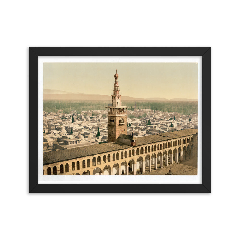 1890s Damascus Umayyad Mosque Minaret of the Bride Framed Reprint