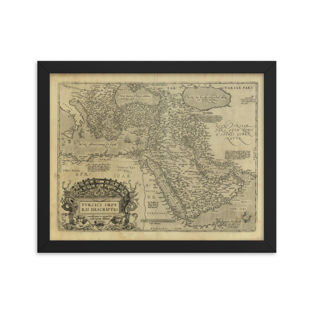 1579 Ottoman Empire Framed Vintage Map Reprint