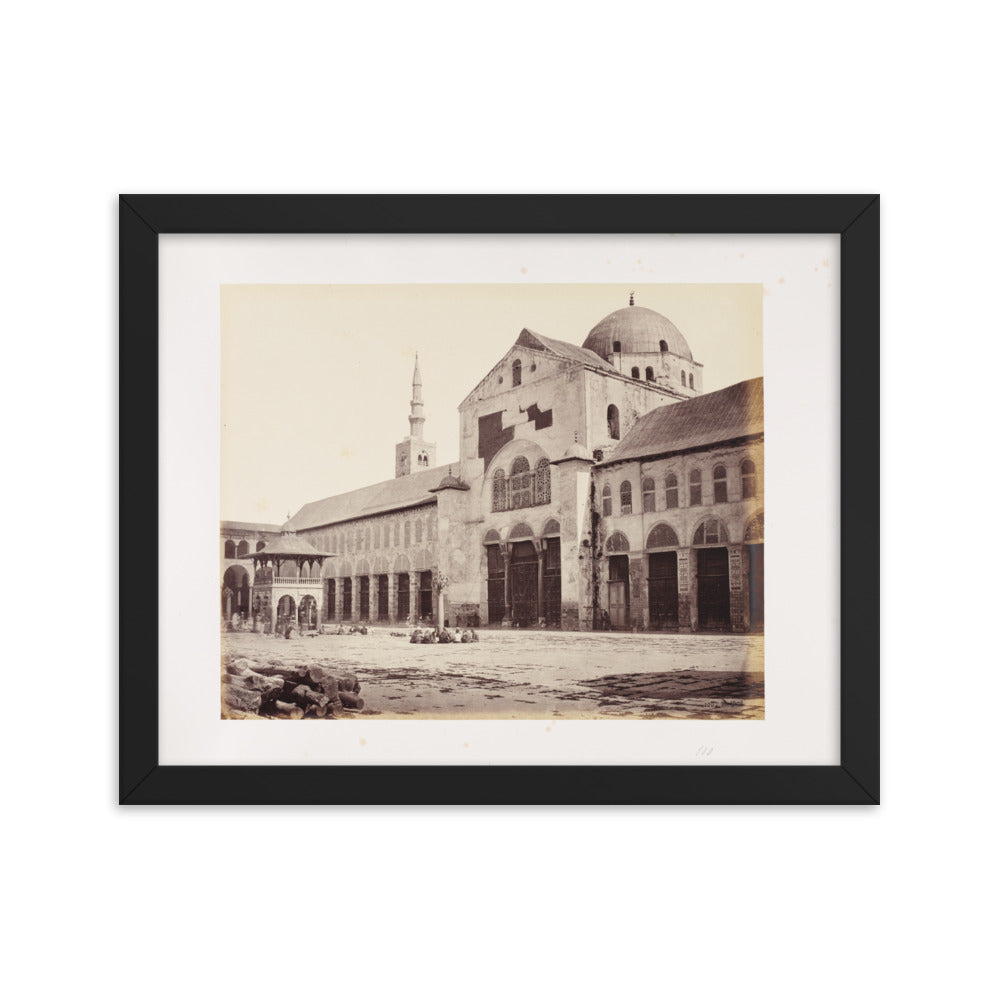 1862 Umayyad Mosque's Minaret of Isa and Dome of the Eagle Framed Vintage Photo