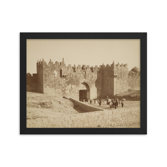 1867-70 Damascus Gate in Jerusalem Palestine Framed Vintage Photo