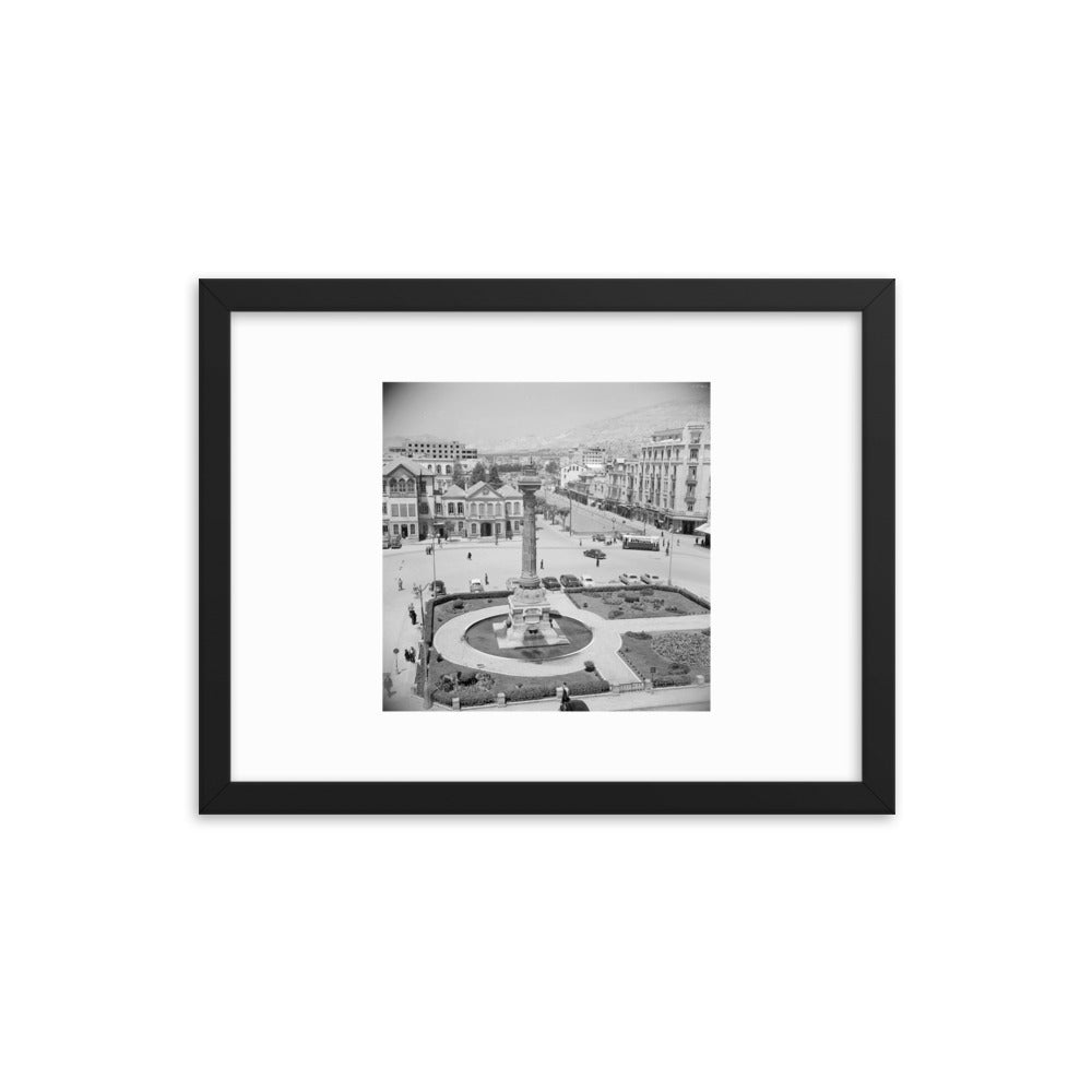 1950 Damascus's Marjeh Square and the Telegraph Column Framed Vintage Photo Reprint