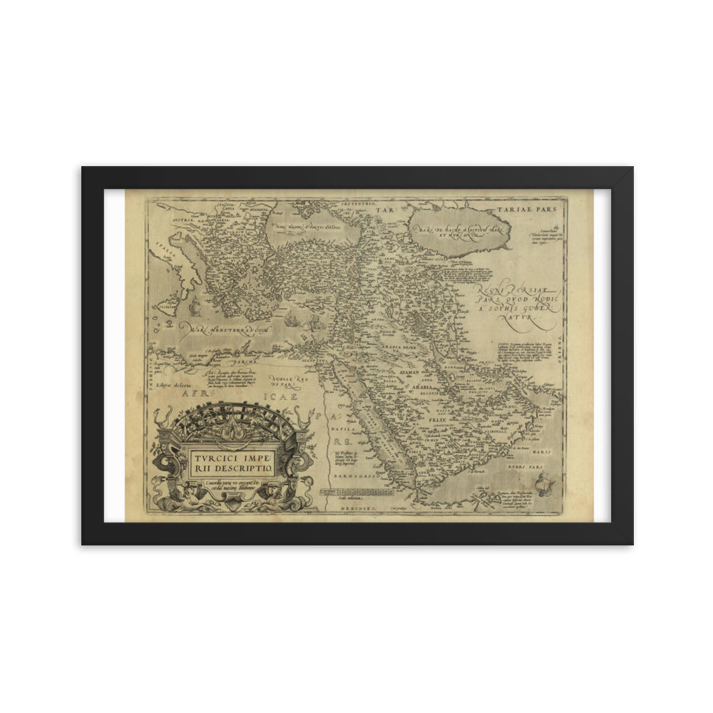 1579 Ottoman Empire Framed Vintage Map Reprint