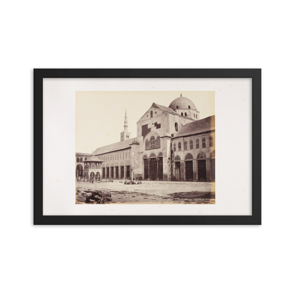 1862 Umayyad Mosque's Minaret of Isa and Dome of the Eagle Framed Vintage Photo