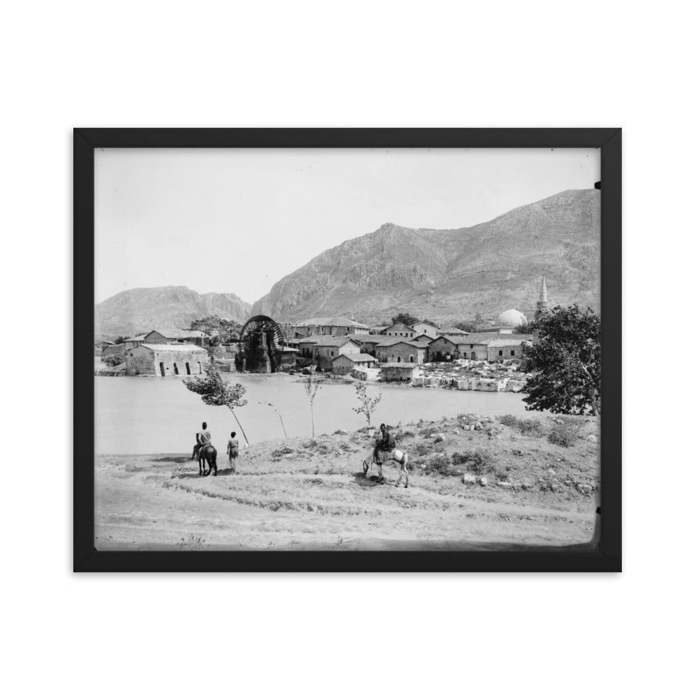 1898-1930 Antakya Waterwheel on the Orontes Framed Vintage Photo