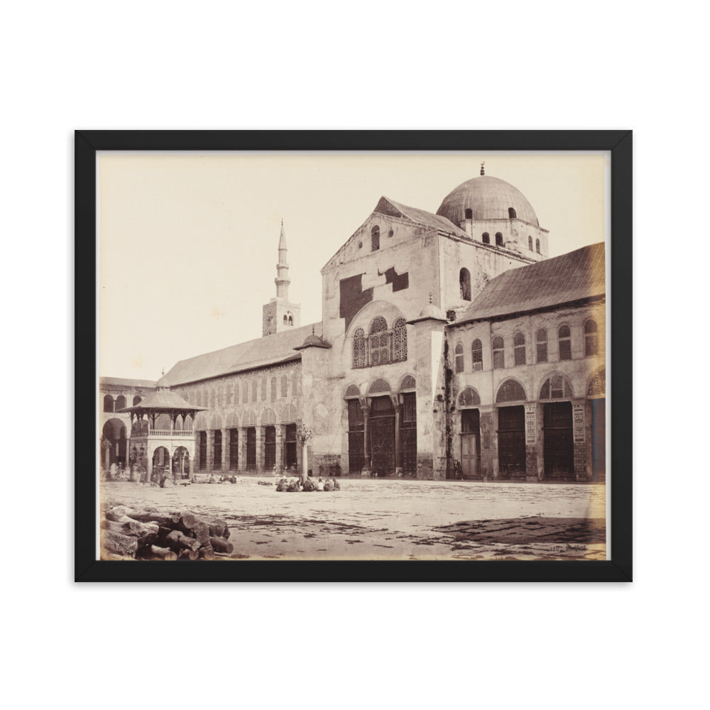 1862 Umayyad Mosque's Minaret of Isa and Dome of the Eagle Framed Vintage Photo