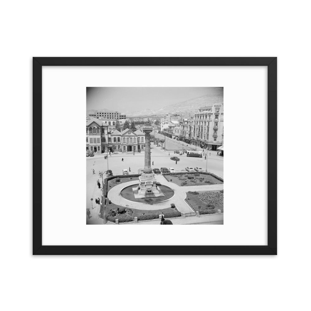 1950 Damascus's Marjeh Square and the Telegraph Column Framed Vintage Photo Reprint