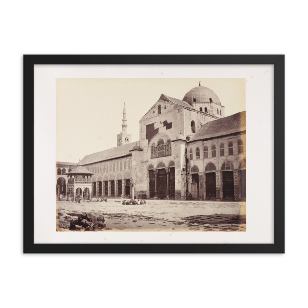 1862 Umayyad Mosque's Minaret of Isa and Dome of the Eagle Framed Vintage Photo