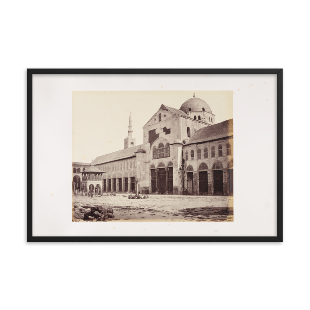 1862 Umayyad Mosque's Minaret of Isa and Dome of the Eagle Framed Vintage Photo