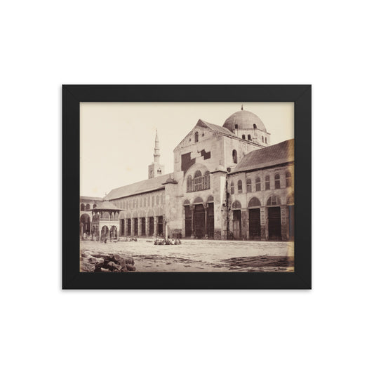 1862 Umayyad Mosque's Minaret of Isa and Dome of the Eagle Framed Vintage Photo