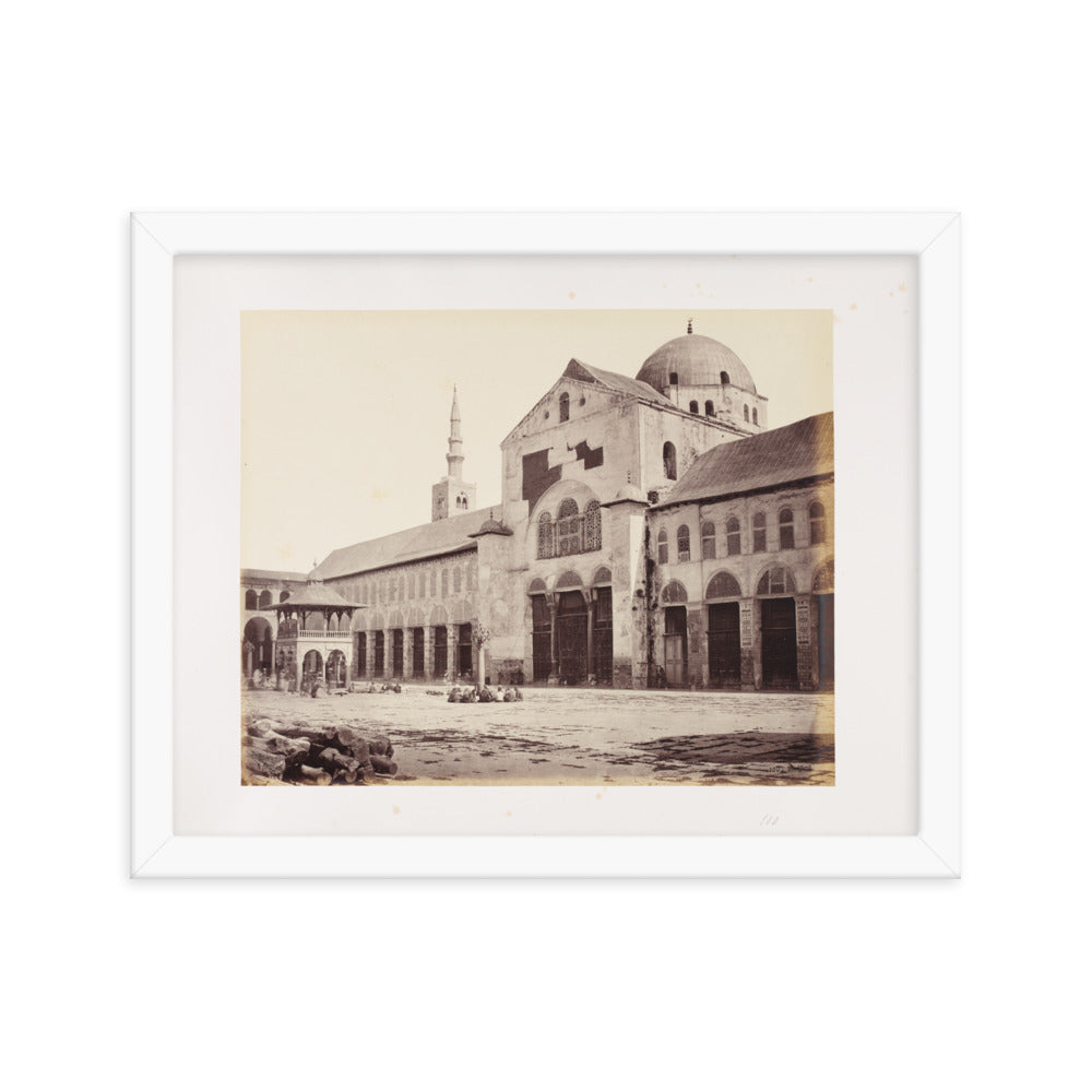 1862 Umayyad Mosque's Minaret of Isa and Dome of the Eagle Framed Vintage Photo