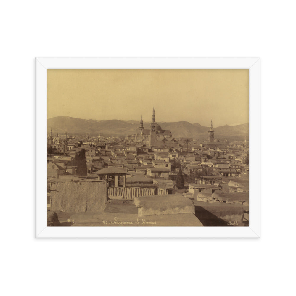 1867-99 Damascus Umayyad Mosque Panorama Framed Vintage Photo