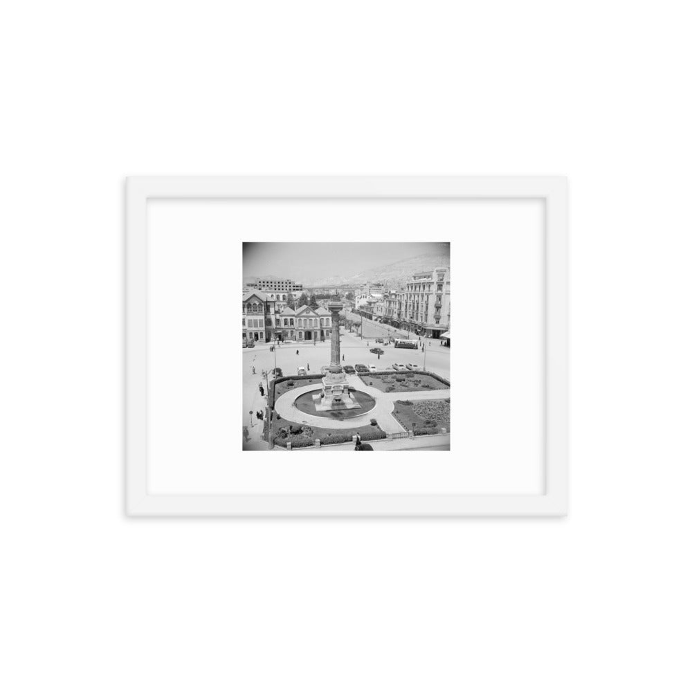 1950 Damascus's Marjeh Square and the Telegraph Column Framed Vintage Photo Reprint