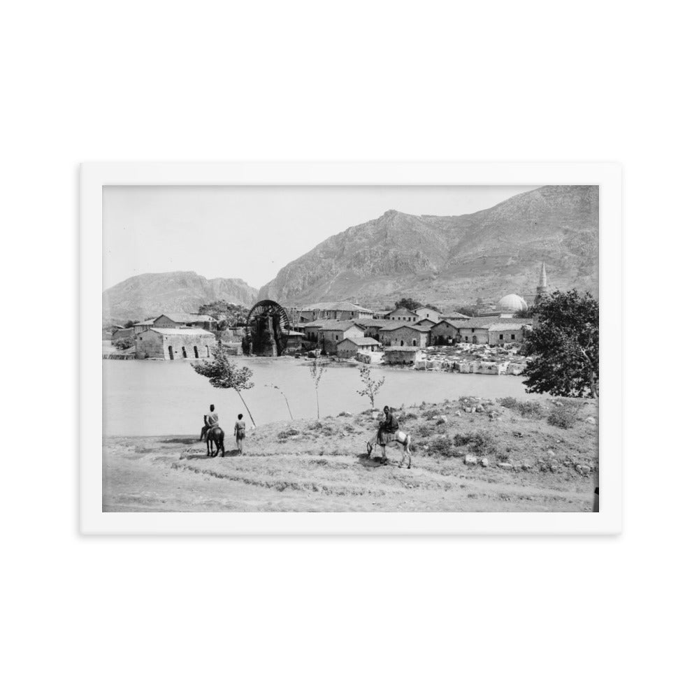 1898-1930 Antakya Waterwheel on the Orontes Framed Vintage Photo