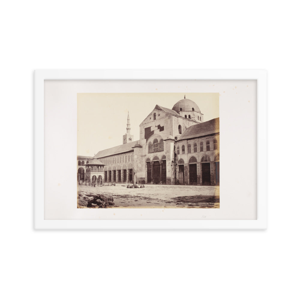 1862 Umayyad Mosque's Minaret of Isa and Dome of the Eagle Framed Vintage Photo