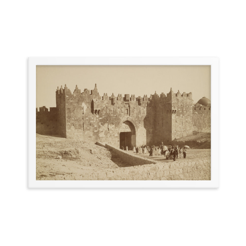 1867-70 Damascus Gate in Jerusalem Palestine Framed Vintage Photo