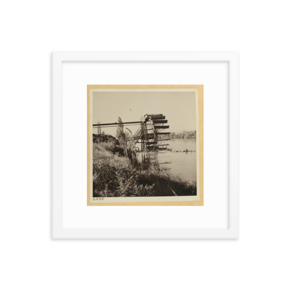 1938 Khabur River Waterwheel in Al-Hassake Framed Vintage Photo