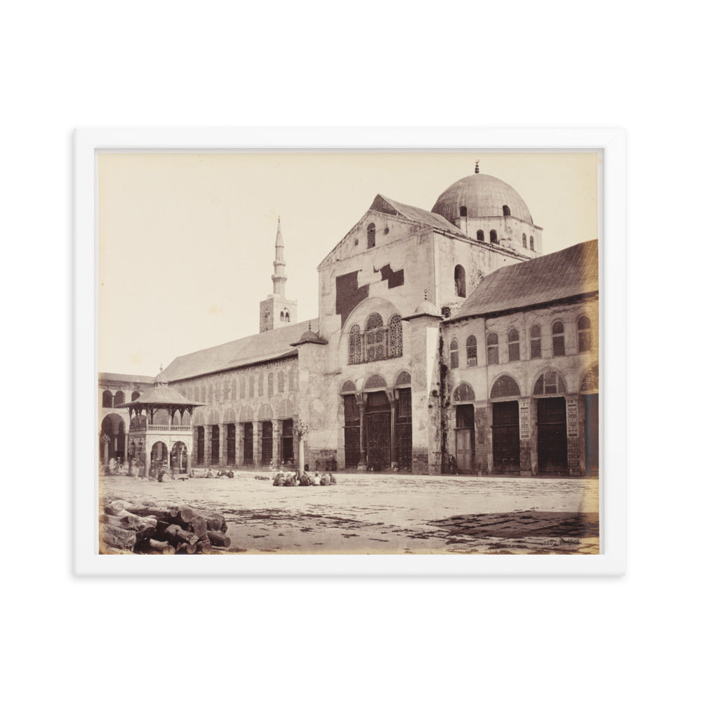 1862 Umayyad Mosque's Minaret of Isa and Dome of the Eagle Framed Vintage Photo