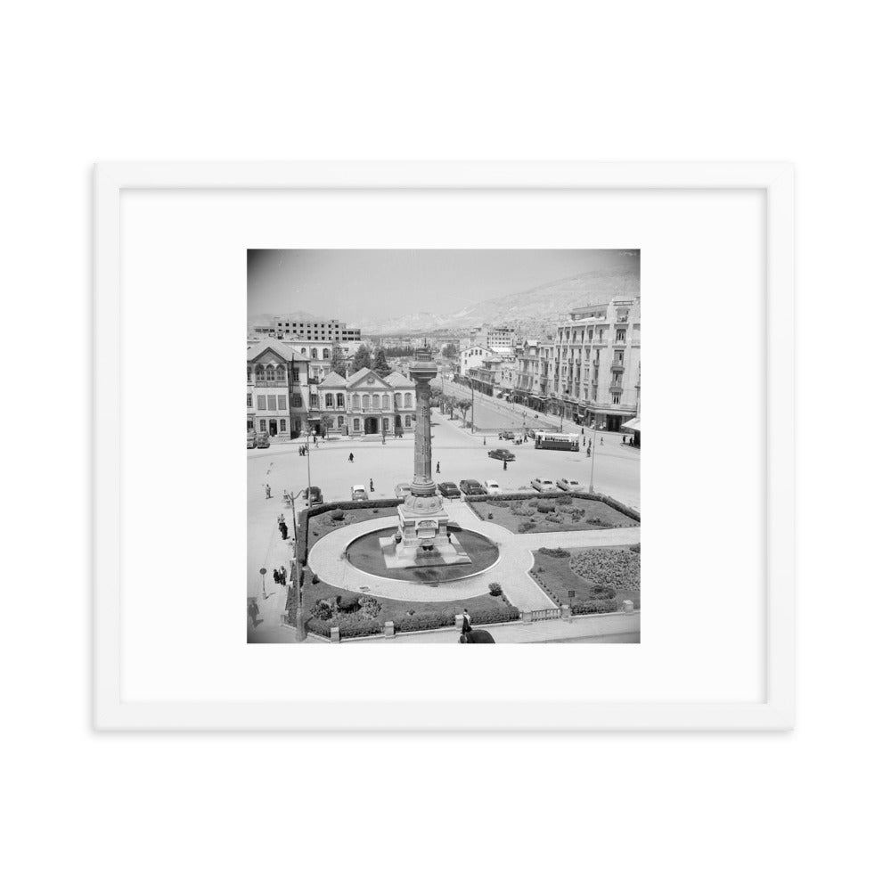 1950 Damascus's Marjeh Square and the Telegraph Column Framed Vintage Photo Reprint