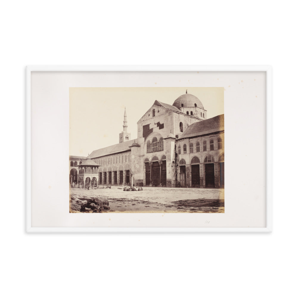 1862 Umayyad Mosque's Minaret of Isa and Dome of the Eagle Framed Vintage Photo