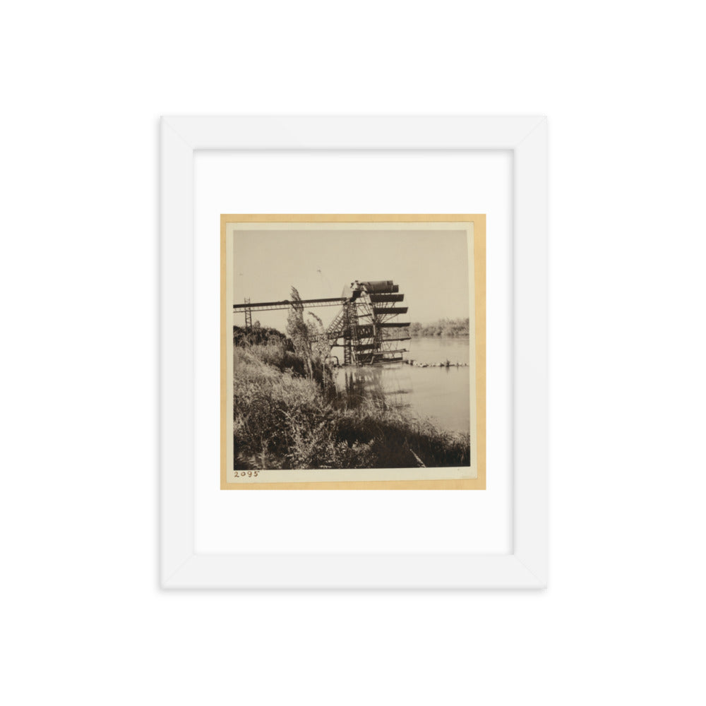 1938 Khabur River Waterwheel in Al-Hassake Framed Vintage Photo