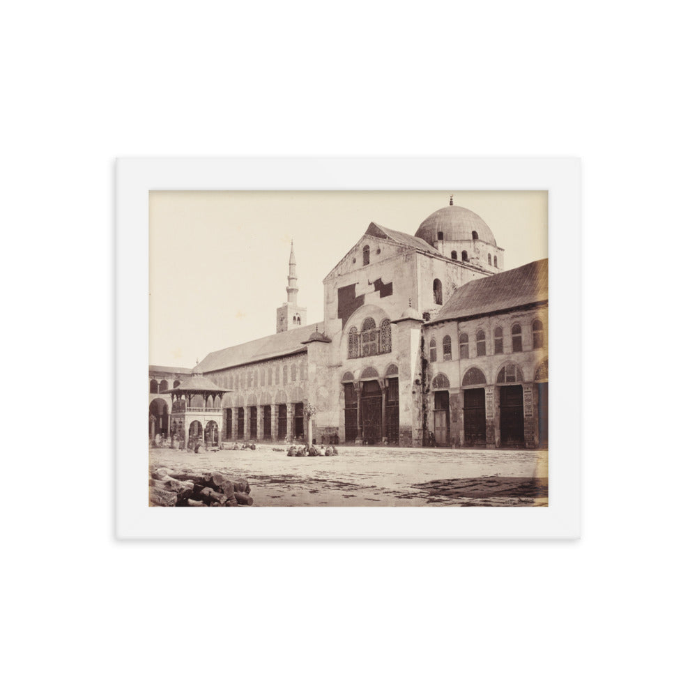 1862 Umayyad Mosque's Minaret of Isa and Dome of the Eagle Framed Vintage Photo