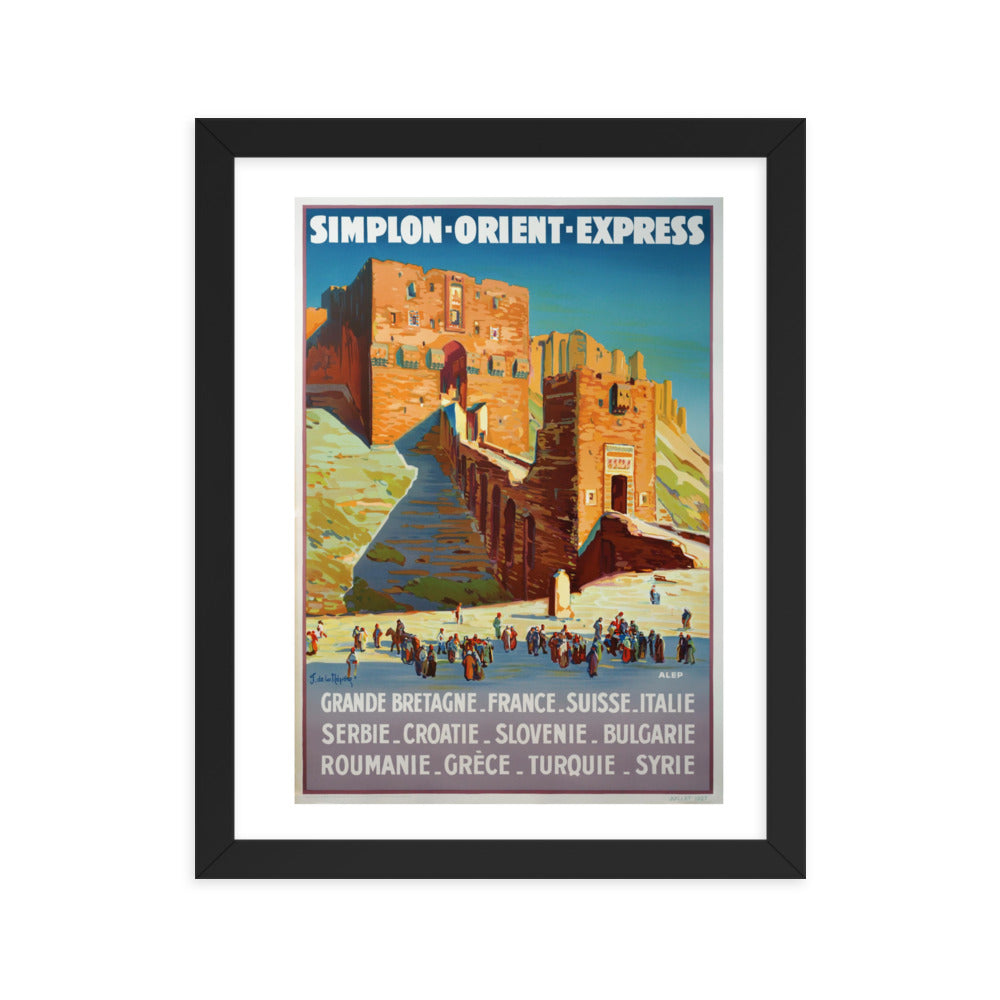 1920s Aleppo Citadel, Framed Vintage Tourism Poster Reprint