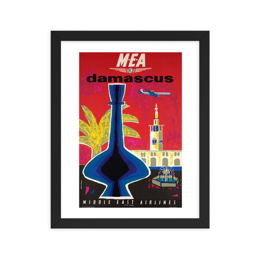 1962 Damascus Middle East Airlines Framed Vintage Tourism Poster