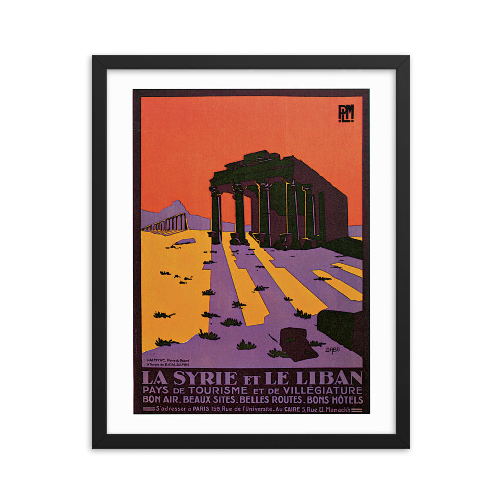 1927 Palmyra, Temple of Baalshamin, Framed Vintage Tourism Poster