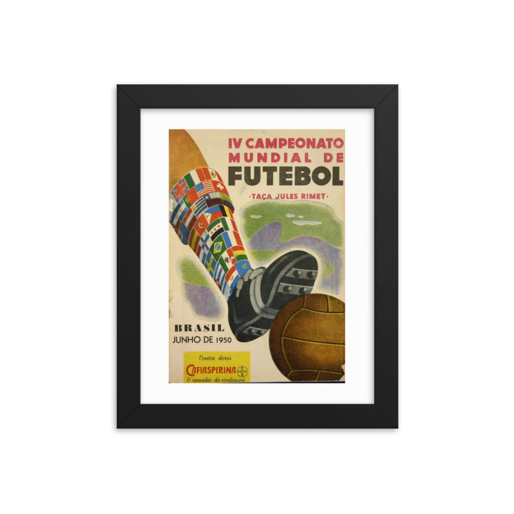 1950 Brazil World Cup Framed Vintage Poster