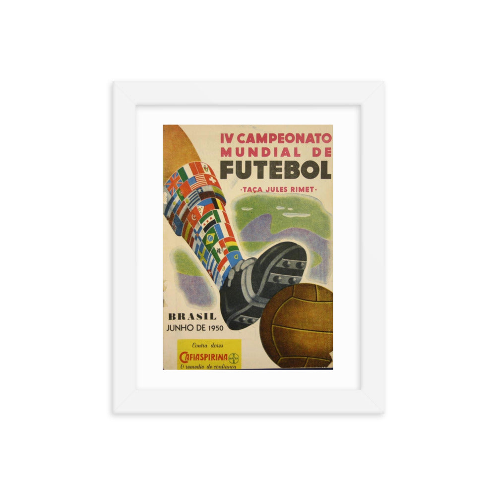 1950 Brazil World Cup Framed Vintage Poster
